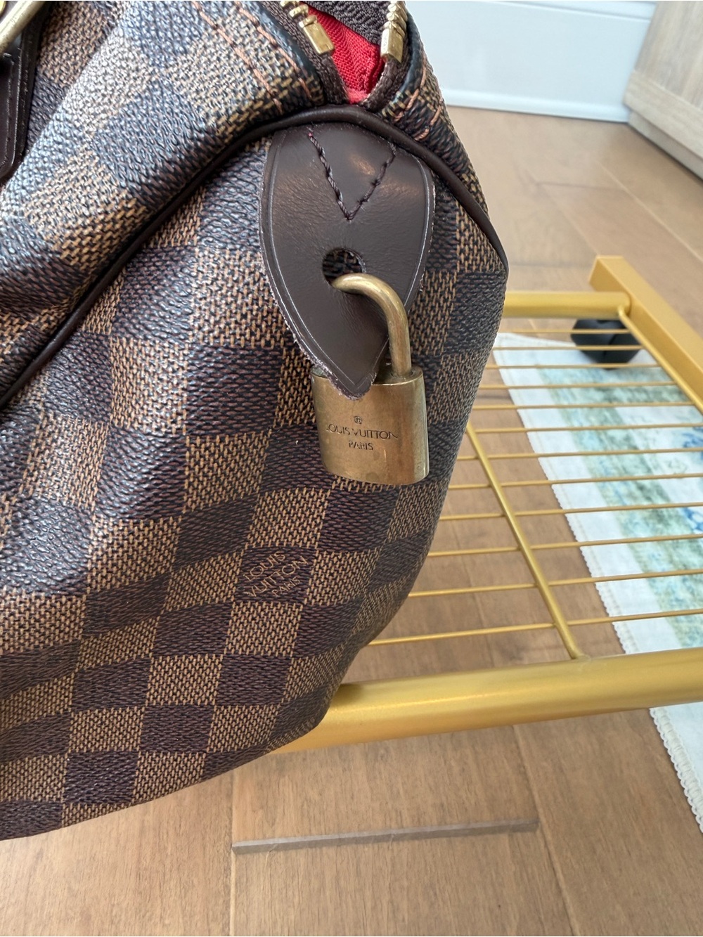 Louis Vuitton Brown Damier Ebene Mini Handbag with Red Interior - Picture 3 of 8